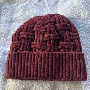 Chunky Knit Burgundy Beanie